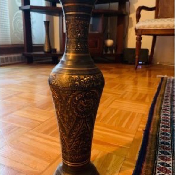 Two handmade Persian brass vase golden /Black 10*40 cm - Picture 12 of 12